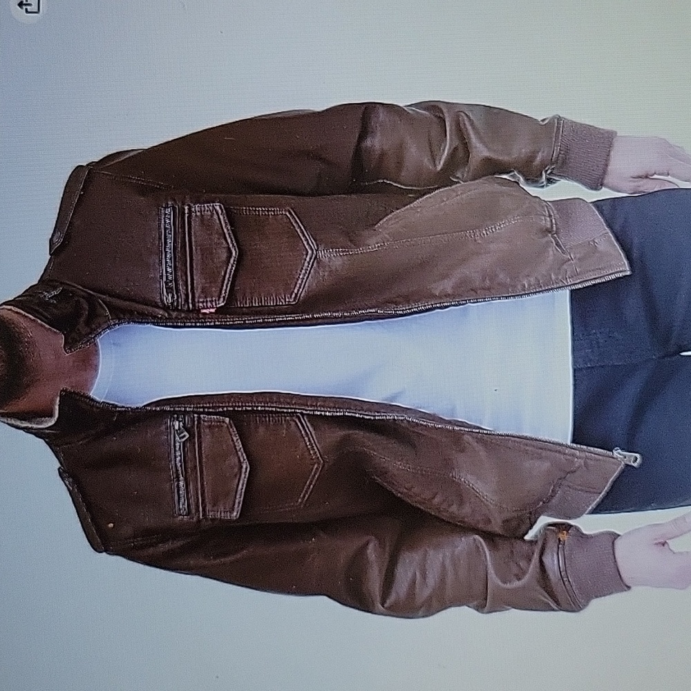 Levi's Men's Earth Brown faux leather sherpa aviator bomber jacket XS New…